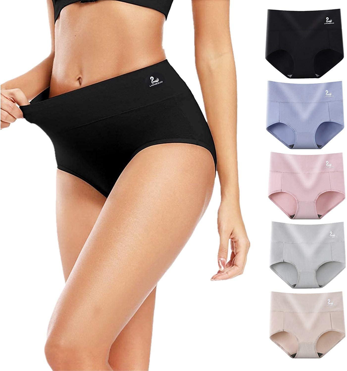 

IKNIYO Дышащие и Обычного Цвета Женские Трусики с Глубокой Посадкой, 100% Хлопок, с Высокой Посадкой, Эластичные, 5 шт./4 шт.,