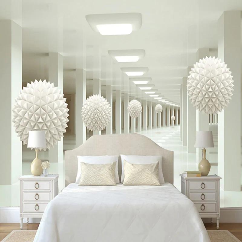 Modern Simple 3D Stereo Abstract Space White Sphere Mural Wallpaper Office Living Room TV Sofa Backdrop Wall Decor