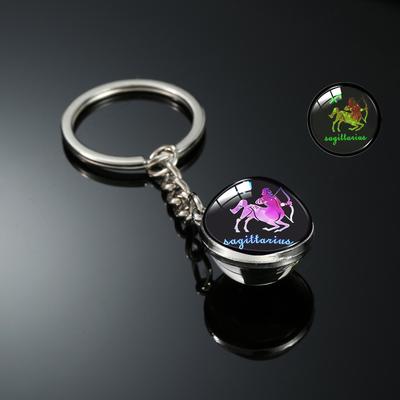 Luminous Starry Constellation Crystal Keychain Pendant - Double-Sided Spherical Ornament for Trendy Students