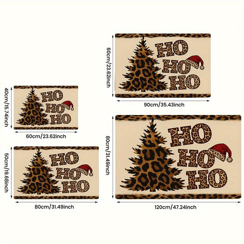 1Pcs Anti Fatigue Kitchen Rugs,Leopard Santa Hat  Print Waterproof Non-Slip Thick Cushioned Kitchen Mat Heavy Duty Comfort Standing Mat for Kitchen
