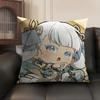 Jinhsi Cute Wuthering Waves Cushion Cover Natural Linen Organic Fabric DoubleSided Printing Sofa Home Decor Gift Pillow Case