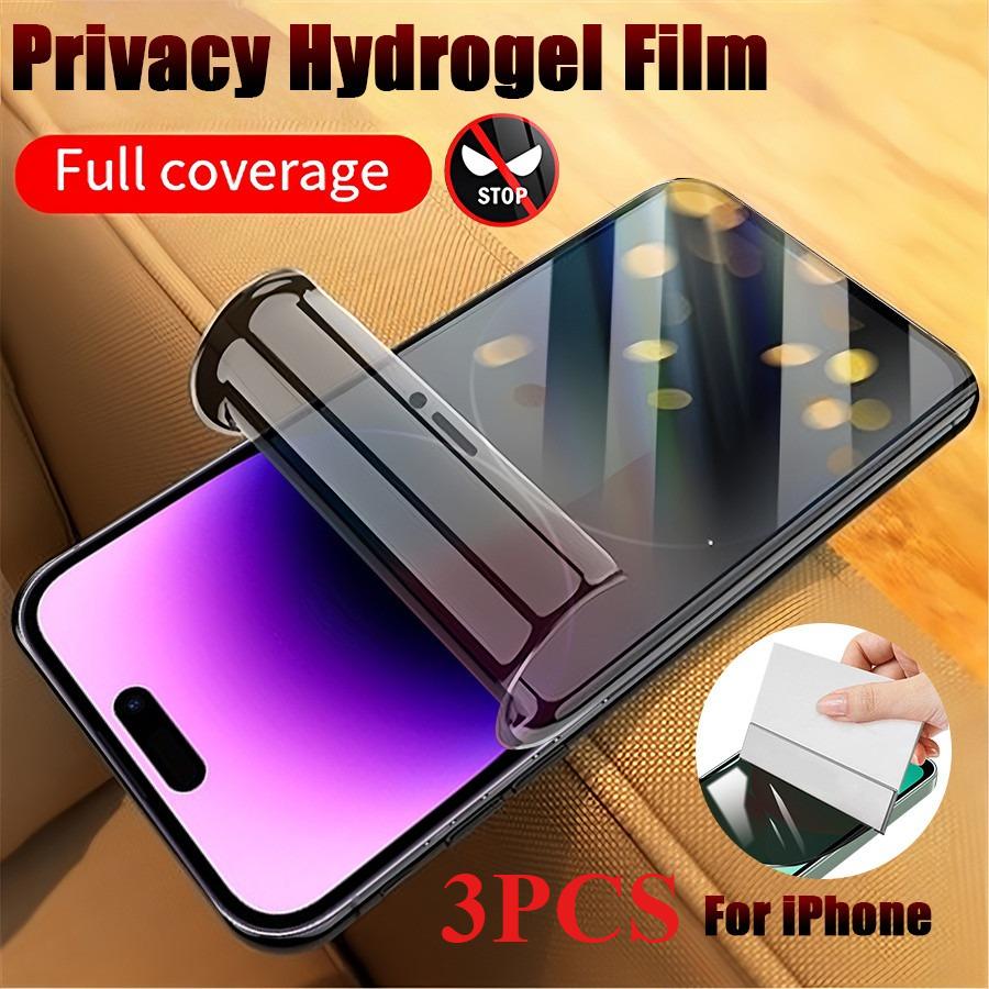 3PCSPrivacy Hydrogel TPU Film Anti Spy Peeping Soft Full Cover Screen Protector For iPhone 17 Air 16 16e 15 14 13 12 11 Pro Max Plus Mini