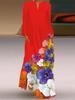 2026 Spring & Summer Women's Printed V-Neck Long Sleeve Pocket Dress
