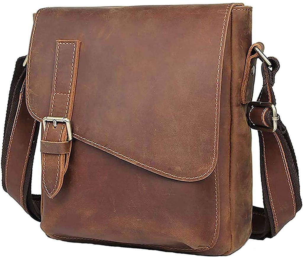 Ariga Men's Leather Messenger Bag, Crossbody Bag, for Commuting and Travel, Genuine Leather (Brown)