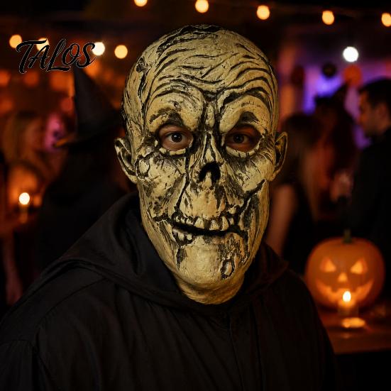 Elastic Latex Horror Prop Halloween Scary Mask, Realistic Rotten Skeleton Hood, Party Soft Mask Comfortable for Secret Room & Cosplay Props