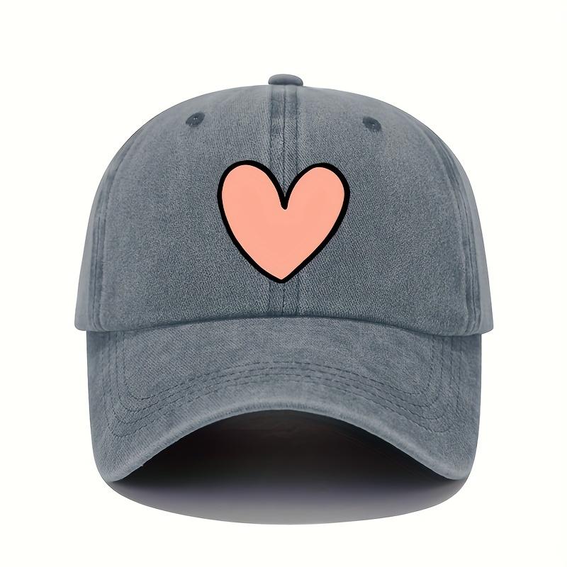 Valentine's Day Heart-shaped Printed Baseball Cap with Adjustable Retro Sports Cap Suitable for Men and Women