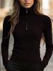 2025 Hochgeschlossenes, figurbetontes Strickoberteil für Herbst/Winter
