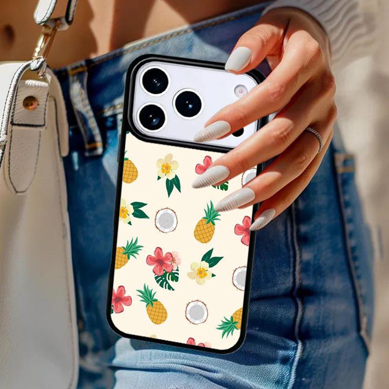 Watercolor Palm Leaves PINEAPPLE Phone Case For iPhone 17 Air 14 15 13 12 Max Cover For Apple 16e 11 Pro Max Plus Coque