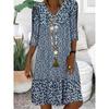 GMXIA Women's Fashion Summer Spring V-Neck 3/4 Sleeves  Casual Dresses