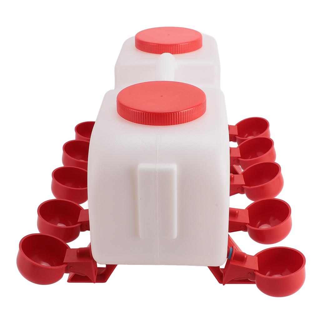 Semi-Automatic Chicken Waterer 10L Large Capacity Enclosed Water Feeder Dispenser with 10 Water Cups for Parrot Quail Duck