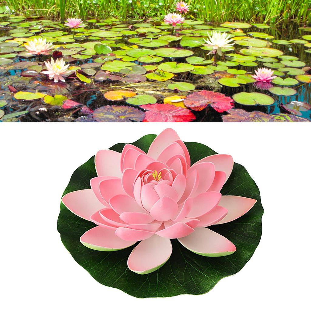 Artificial Loutus Floating Foam Fake Flower Pads Lifelike Decorative Pond Plants Ornaments for Pool Aquarium