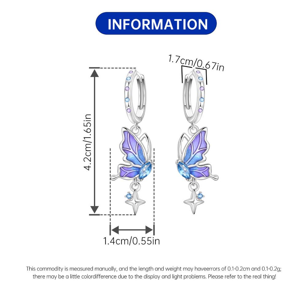 European and American new starry sky butterfly earrings, niche high-end light luxury fashion earrings