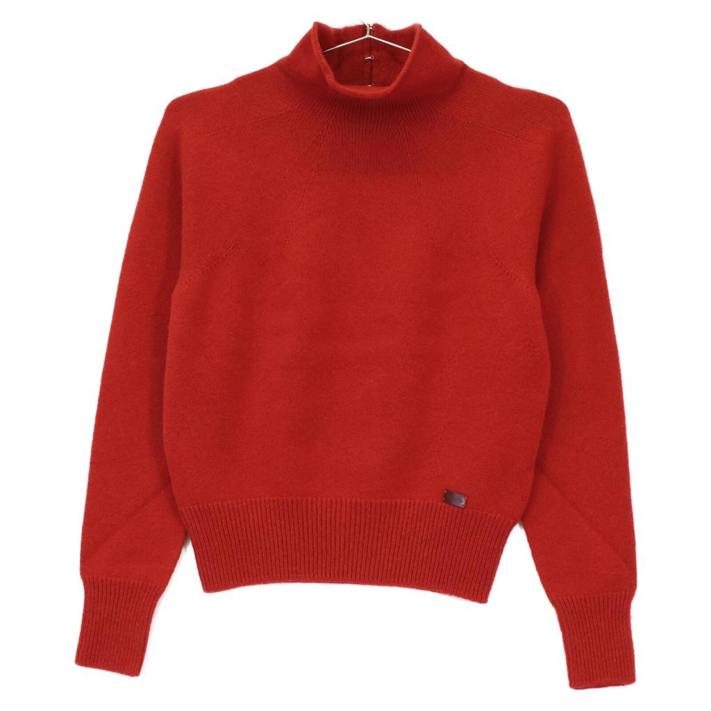 Chanel Red 00A P16084V00791 Cashmere High Neck Knit Tops 38 RedUsed
