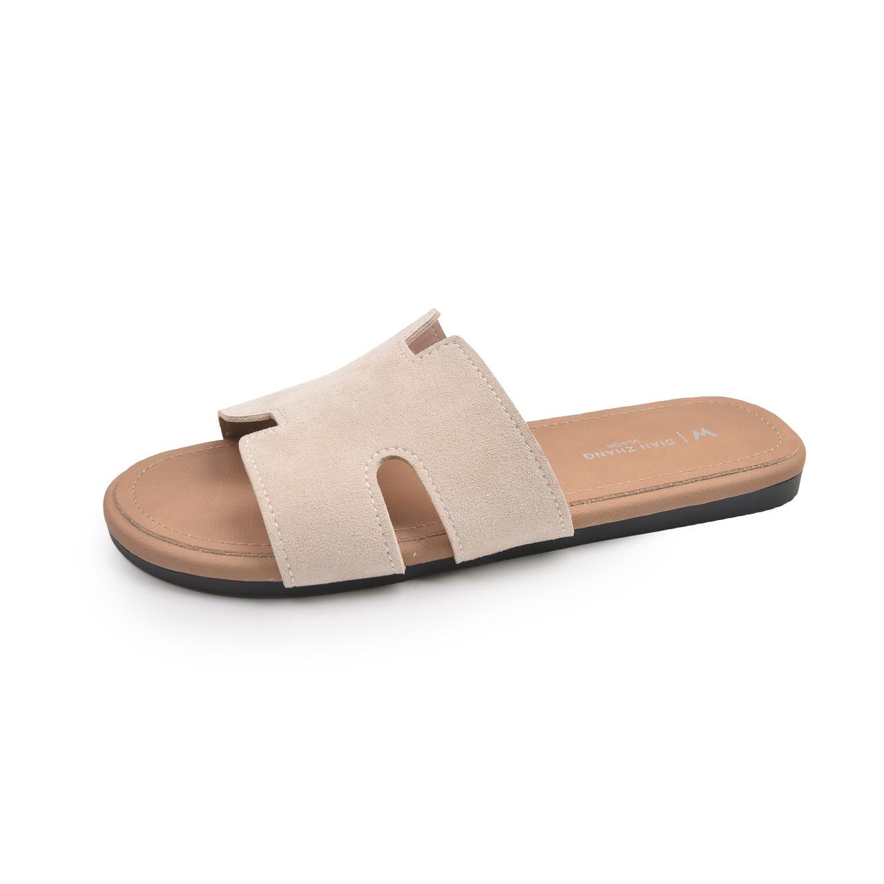French retro Birkenstock slippers wear 22 summer new beautiful temperament flat bottom cool slippers 35 бежевый