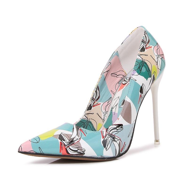 

Новые сексуальные туфли на высоком каблуке для девушек женские тонкие каблуки острый носок большой размер универсальный цвет клетка клубная женская обувь 46