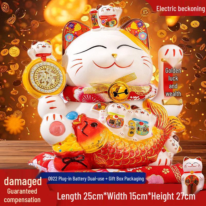 Lucky Cat 2025 Model: Automatic Waving Hand Ornament for Business Prosperity and Home Decor