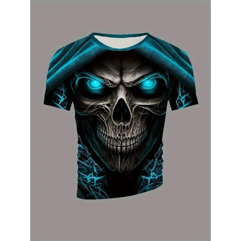 T-shirt Imprimé Crâne Vintage Été Homme Imprimé Diable Manches Courtes Mode Col O Street T-shirts Homme