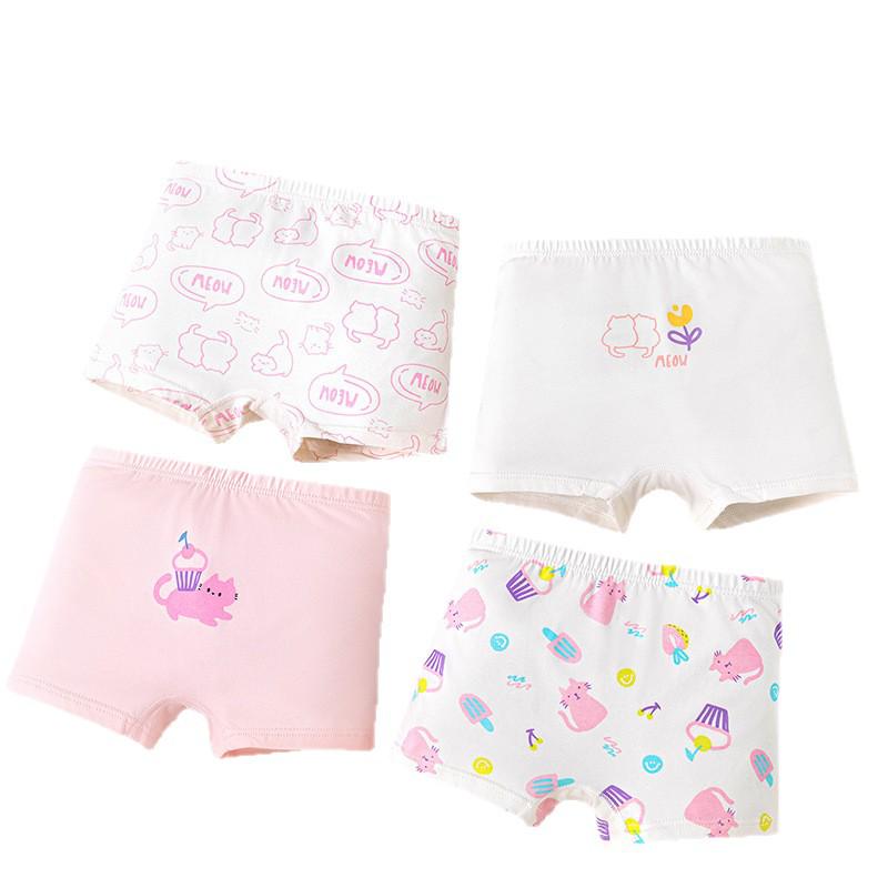 Girls' Pure Cotton Boxer Shorts - Children's Underwear, Flat-Leg Pants for Middle and Big Girls