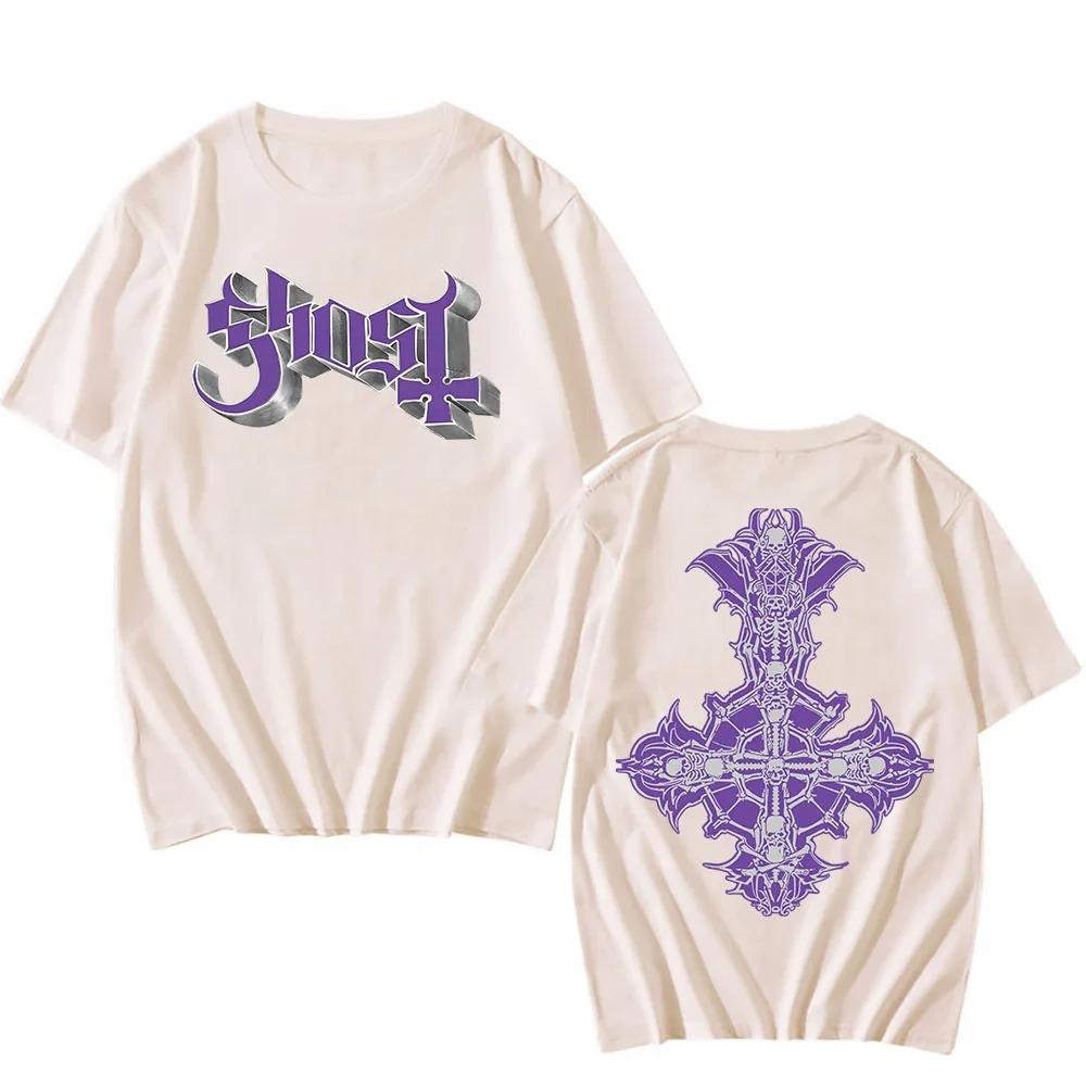 Chrome Purple Skeletá Tee Ghost Band Hip Hop Tshirts Summer Short Sleeve Men_women T-shirt Round Neck Heavy Mental Streetwear