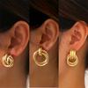 Vintage Twist Round Earrings Set for Women 2025 Boho Metal Gold Color Dangle Earrings Geometric Fashion Zircon Trendy