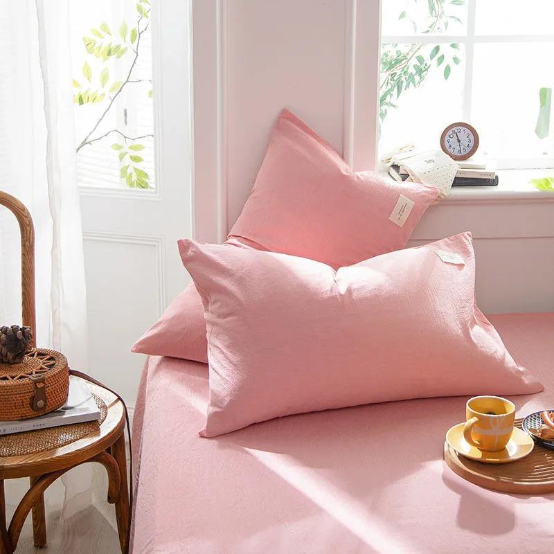 1 Pair Solid Color Plaid Printed Pillowcase Soft Cotton Throw Pillows Covers 30x50 40x60 48x74 Cushion Case for Bed Home Decor