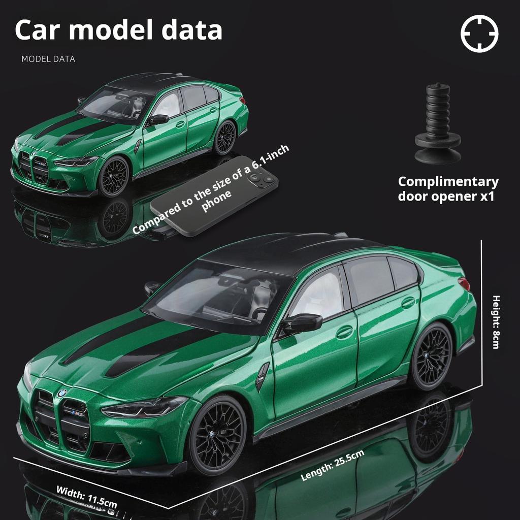 1:18 BMW M3 Model Car Exquisite Simulation Alloy Diecast Model High-Performance Coupe Pull Back Toy Car Collectible Decoration