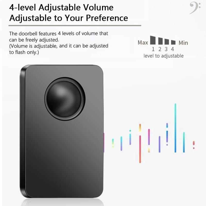 Outdoor Waterproof Doorbell With 38 Musics 4-Speed Volume Adjustment Battery Door Bell Long Distance Emergency Doorbell Smart Home Device