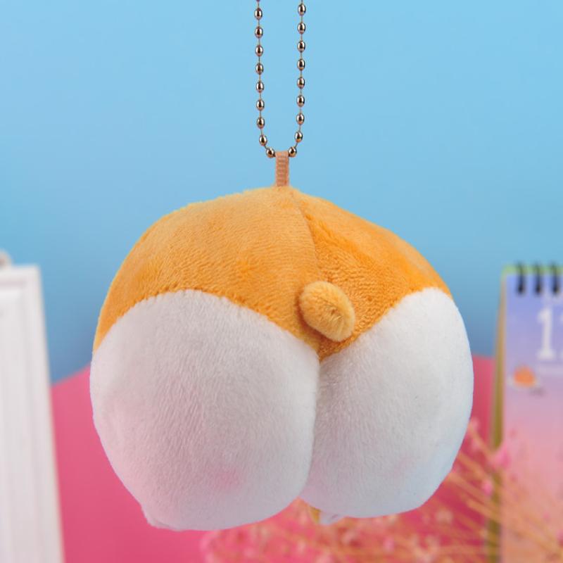 

Милый брелок в виде попки корги, мягкий плюшевый держатель для ключей от машины, детская плюшевая игрушка, женское украшение для сумки, шармы для сумки, декор для кошелька 9cm жёлтый