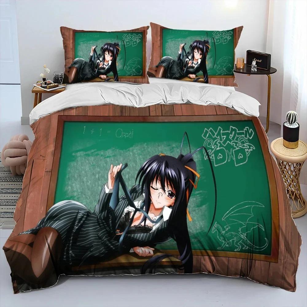 High School DxD Anime Bedding Set Sexy Girl Duvet Cover Queen King Size Quilt Pillowcase Comforter for Boys Adult