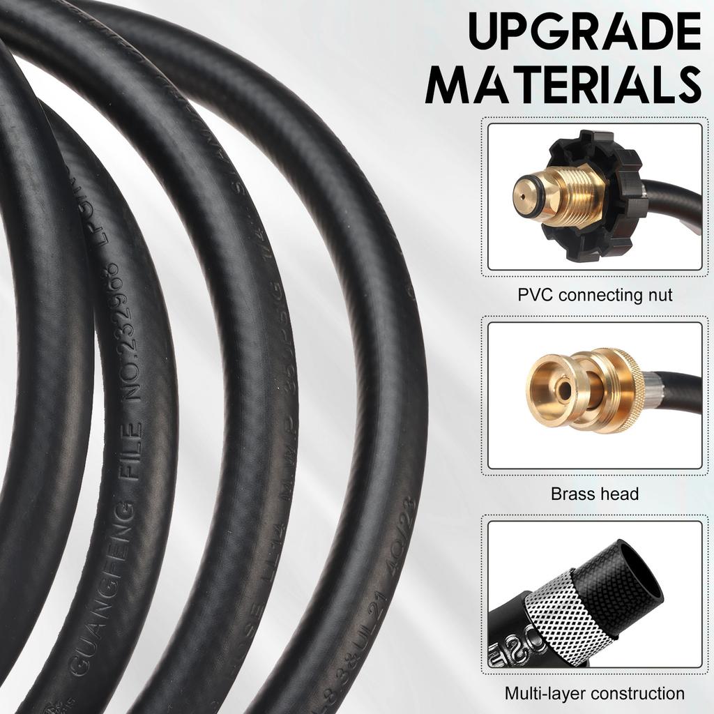 10FT Propanadapter Slang 1lb till 20lb Adapter Konverterar Gasslang Läckagesäker Propanvärmare Adapter för Utomhus Weber Q, Coleman G