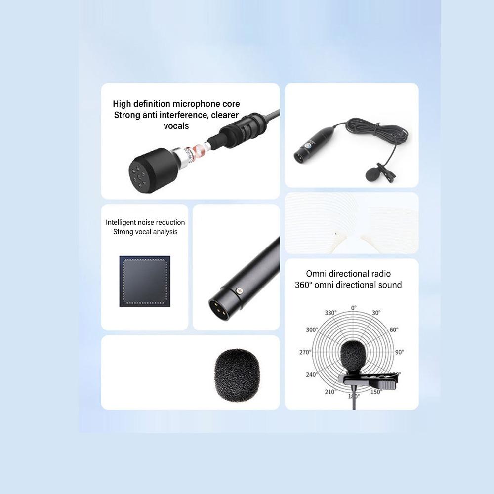 Noise Reduction Lavalier Microphone 48V Phantom Power XLR Lavalier Mic Portable Mono  Multi-Scene
