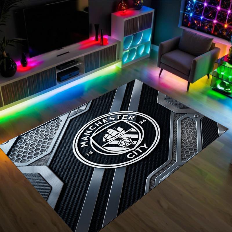 Manchester City Design Krystalfløjl Tæppe Hyggeligt Ikke?Skridsikkert Tæppe med Print til Soveværelse Stue Entré