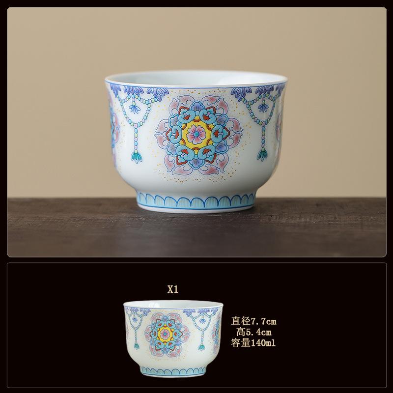 Blue and white bucket color tea cup New Chinese ceramic personal master cup Home office hospitality tea set Press hand small teacup