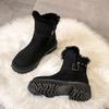 Lucyever Faux Suede Winter Woman Ankle Boots Fashion Buckle Warm Thick Plush Snow Boots Women Vintage Platform Botas Mujer 2024