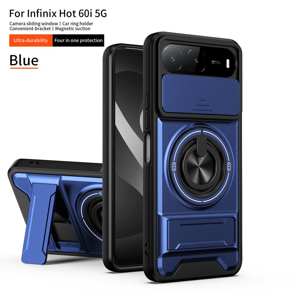 Für Infinix Hot 60i 5G Hülle Infinix Hot 60i 5G Cover Magsafe Magnetischer Klapphalter Militärische Panzerung Kamera Schutzhülle