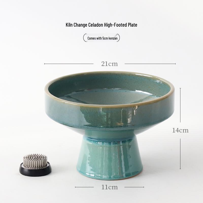 Zen Ceramic Mini High-Footed Plate for Floral Arrangements