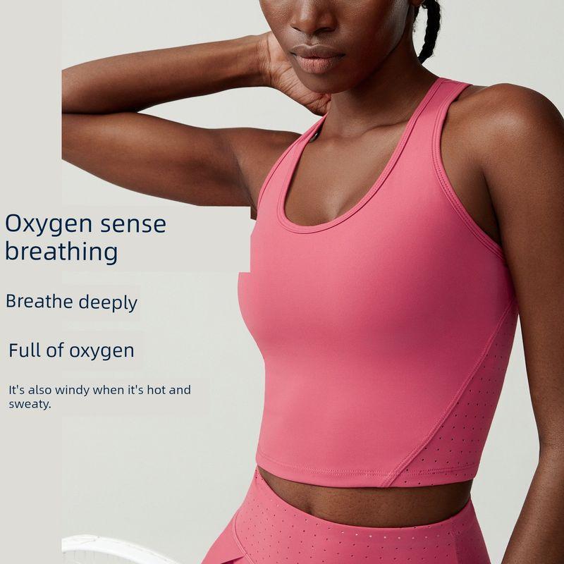 European and American I-Shaped Beauty Back Sports Vest Mesh Breathable Yoga Bra High Strength Shockproof Running Fitness Bra Women