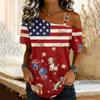 Damenmode Casual Print Sexy schulterfreies Kurzarm-T-Shirt-Oberteil