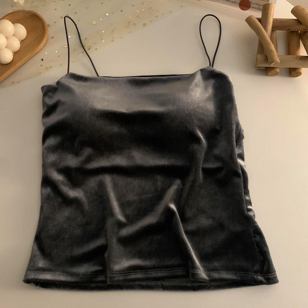 

Французский Ретро Бархат Красивый - Майка-топ с открытой спиной для женщин Осень - Зима Стиль с интегрированной грудной подкладкой Базовый слой Топ M