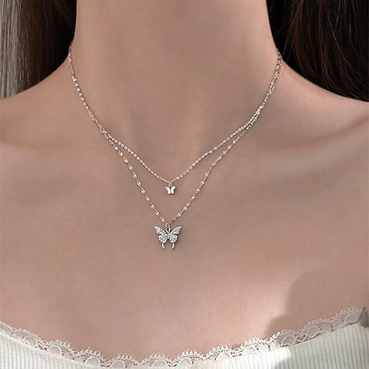Collier Papillon Double Couche Haut Design 2026 | Choker Non-Décolorant pour Femme avec Niche, Élégance Simple