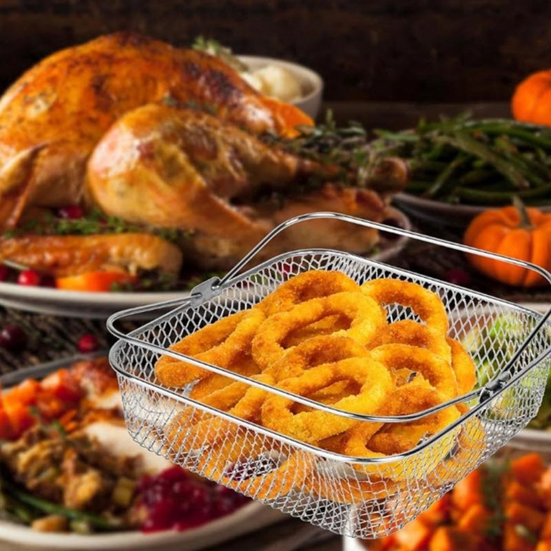 Stainless Steel Frying Basket Steaming Basket Convenient Cooking Tools Air Fryer Accessories for Air Fryers