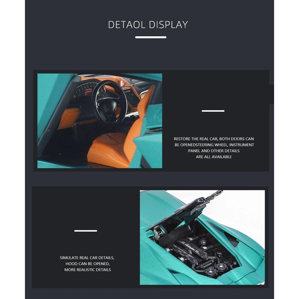 1/24 Lamborghini Revuelto Alloy Sports Car Model Diecast Metal Toy Racing Super Car Vehicles Model Sound and Light Simulation Childrens Gift