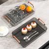 Kunststoff Doppel Schicht Tee Tablett Mit Griff Multifunktionales Rechteckiges Abtropf-Aufbewahrungstablett Zuhause Wohnzimmer Kuchen Obsttablett