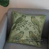 2D Enchanted Green Birds And Leaves Cushion Cover Pattern Cushion Cover Suitable For Sofa Bedroom Car Pillow Cover
