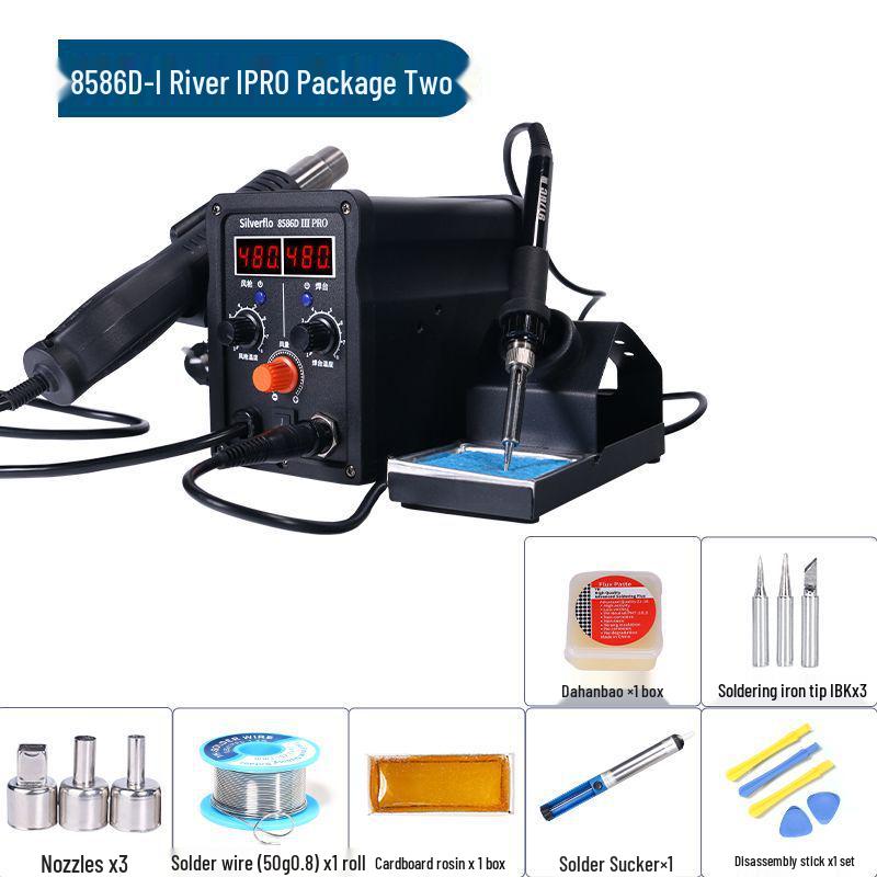 8586D High-Power 2-in-1 Desoldering Station: Constant Temperature Hot Air & Soldering Iron for Mobile Phone & Computer Chip Repair.