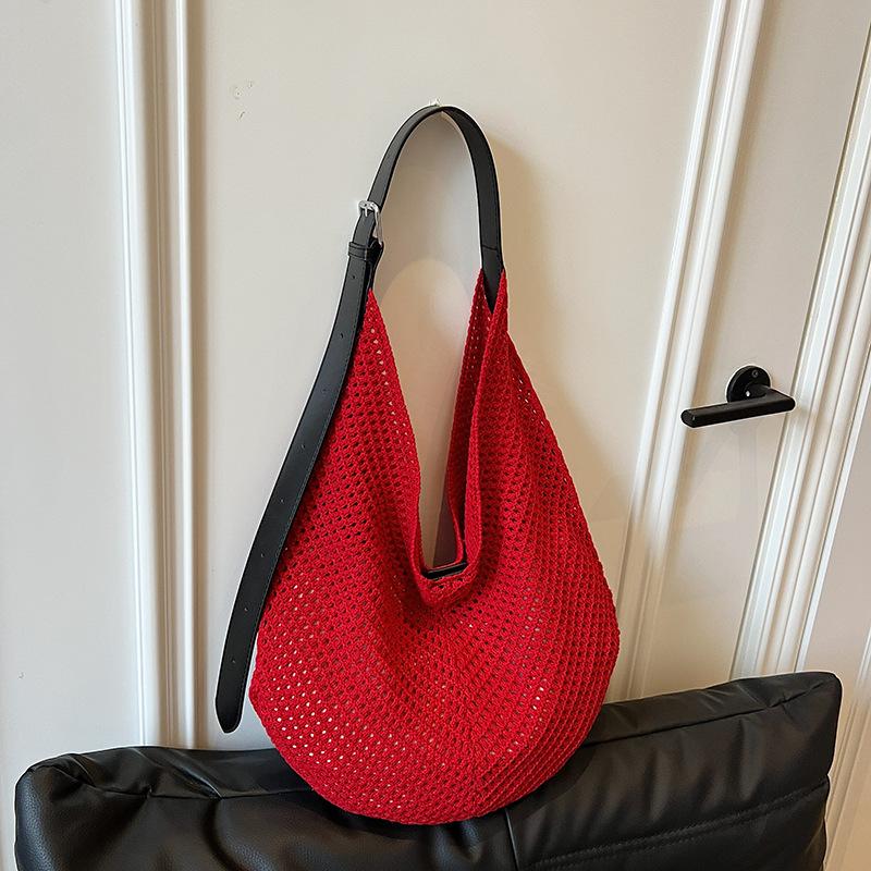 Lazy wind woven shoulder bag women's summer new beach bag niche hollow tote bag messenger bag