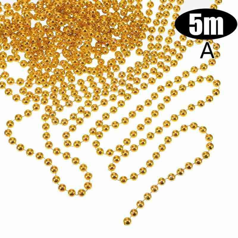 Christmas Decoration Bead Chain Christmas Tree Beads Decorations Pearl Bead Chain Ornament Christmas Decorations For New Year 5m