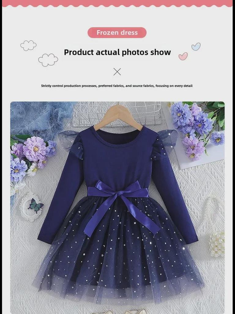 2025 Autumn/Winter New Girls' Sequin Princess Dress