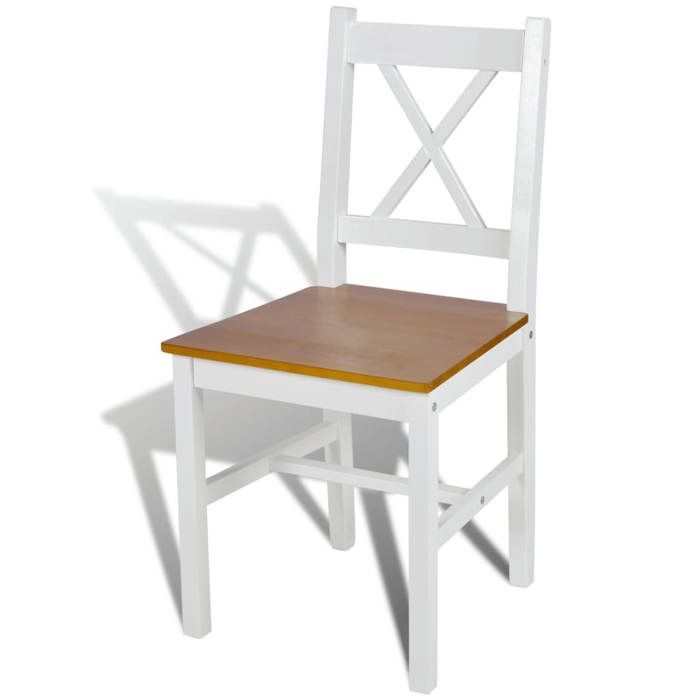 4 Pcs Dining Chair In White and Natural Wood 241513