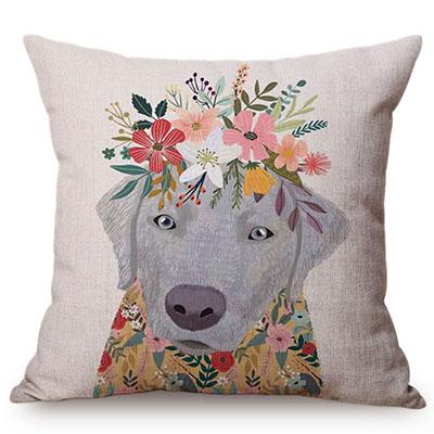Cute Watercolor Painting Cat Flamingo Dog Kid'S Nursery Art Room Decorative Throw Pillow Case Cotton Linen Animal Cushion Cover